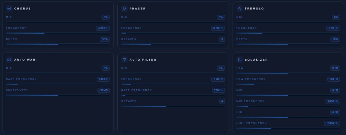 Multiple audio effects combined in the online editor