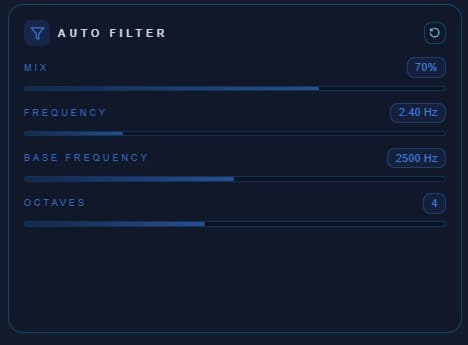 Auto Filter for continuously shaping the sound