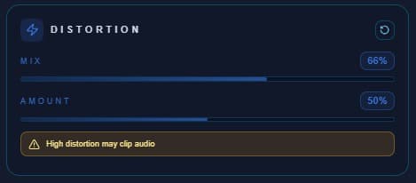 Distortion effect in the online audio editor