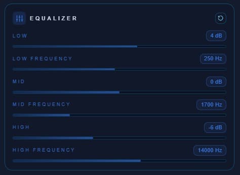 EQ controls in the online audio editor to shape the sound