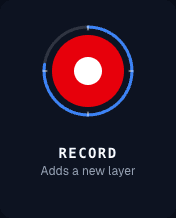The record panel: the big red button and the label Adds a new layer
