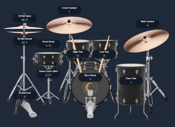 Virtual drum kit interface in the browser