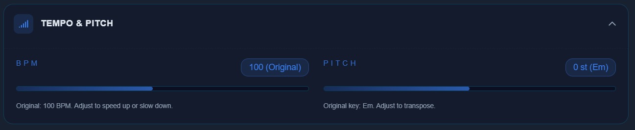 Tempo detection and pitch adjustment in the online audio editor