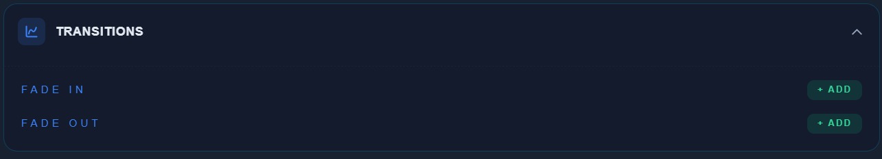 Fade in and fade out transitions in the audio editor
