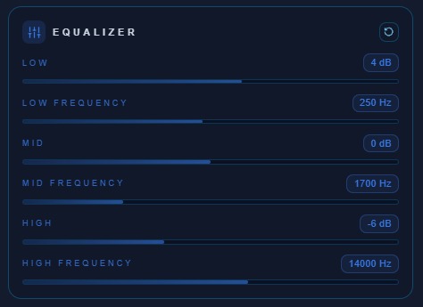 Ecualizador en el editor de audio online para moldear el sonido