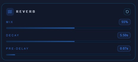 Controles del efecto reverb en el editor de audio online